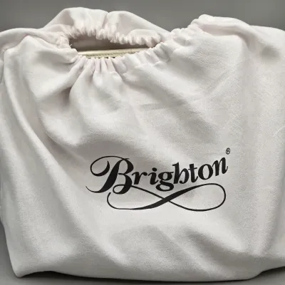 LOT 158: Brighton Woven Straw Shoulder Bag Featuring White Croc-embossed Leather Trim