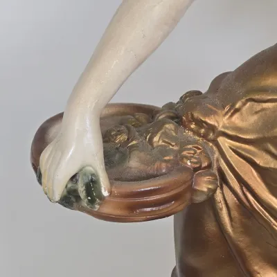 LOT 64: Vintage Figural Sculpture and Pedestal Stand in the Art Nouveau Style / Figurine is 27" Tall and Stand is 25" Tall