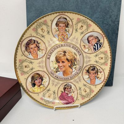 LOT 163: Princess Diana Memorabilia - Commemorative Plate - Pin Collection and More