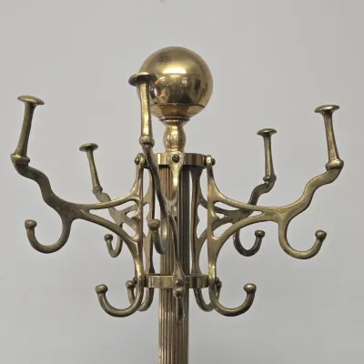 LOT 68: Vintage 1960s Hollywood Regency Brass Coat Rack / 70" Tall