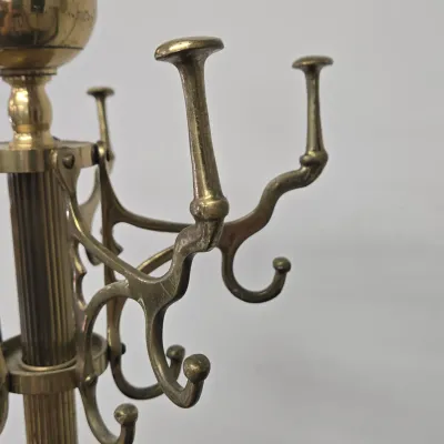 LOT 68: Vintage 1960s Hollywood Regency Brass Coat Rack / 70" Tall