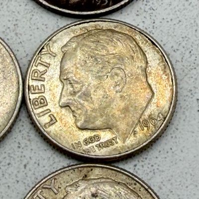 LOT 179: US Roosevelt Dimes ( 12 Coins) - 1950s, 60s - 90% Silver