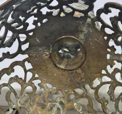 LOT 70: 2 Vintage Filigree Brass Candlestick Holders/ 33" & 17" and Baroque-style Brass Altar Candlestick/ 23"