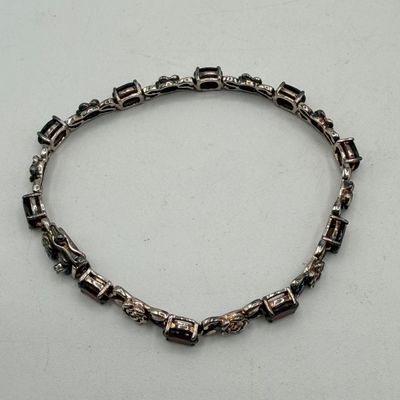 LOT 161: Sterling Silver Jewelry - Tennis Bracelet, Necklace w/ Pendant, Gold Vermeil Chain - 18.6 gtw