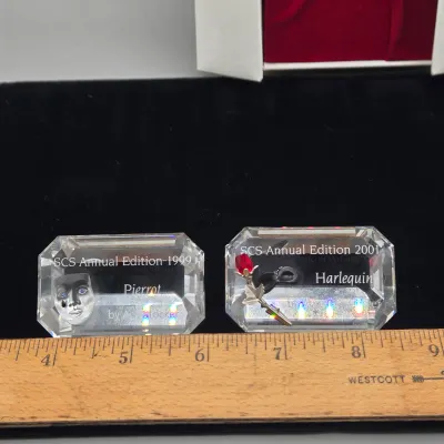 LOT 139: Vintage Swarovski SCS Crystal Ball Paperweight w/Original Box, 2000 Annual Edition Columbine Plaque in Original Box, Centenary...