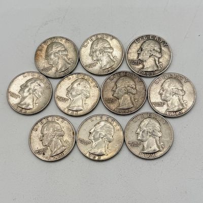 LOT 169: 1960s Silver Quarters (10) - 90% Silver