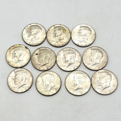 LOT 171: Kennedy Half Dollar Coins (11) - 1968 - 1969 - 40% Silver