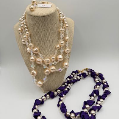 LOT 82: Isaac Mizrahi Live Earrings and Two Necklaces (18" and 40")