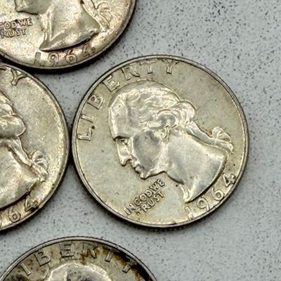 LOT 178: 1964 US Quarters ( 10 Coins) - 90 % Silver