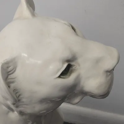 LOT 65: Vintage Large-scale White Panther Statue, Executed in a Hollywood Regency Style / 33" Tall