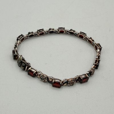 LOT 161: Sterling Silver Jewelry - Tennis Bracelet, Necklace w/ Pendant, Gold Vermeil Chain - 18.6 gtw