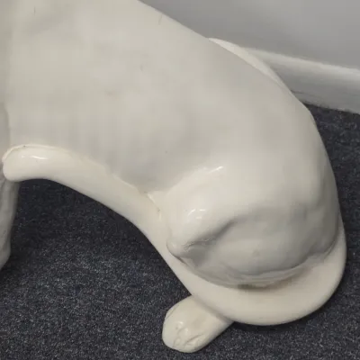 LOT 65: Vintage Large-scale White Panther Statue, Executed in a Hollywood Regency Style / 33" Tall