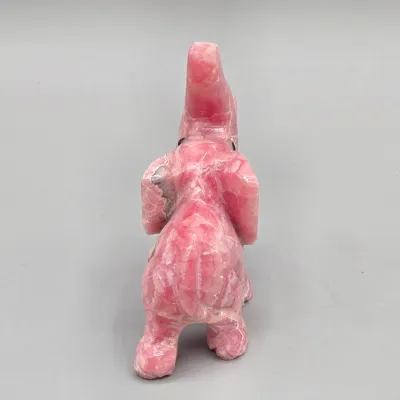 LOT 134: Hand-carved Miniature Elephant Figurine Made of Pink Rhodonite Crystal