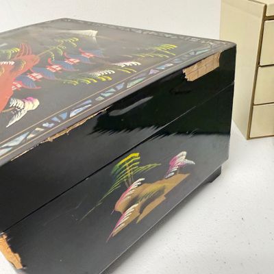 LOT 164: Vintage Jewelry Boxes with Costume Jewelry Collection Plus Craft / Repair Items