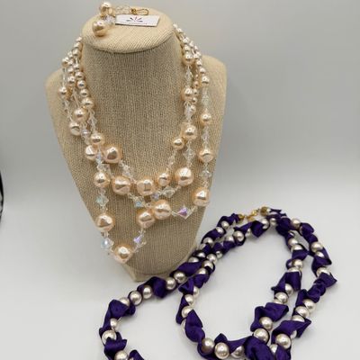LOT 82: Isaac Mizrahi Live Earrings and Two Necklaces (18" and 40")