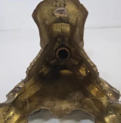 LOT 70: 2 Vintage Filigree Brass Candlestick Holders/ 33" & 17" and Baroque-style Brass Altar Candlestick/ 23"