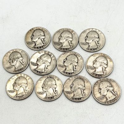 LOT 172: 1950s US Quarters (11) - 90% Silver
