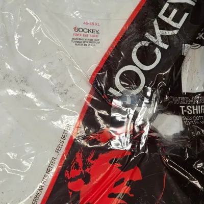 LOT 57: Multiple Packages of Jockey Elance Men’s Tube Bikini Underwear Sizes Medium, Large, & XL and Classic Tshirts/ NIP