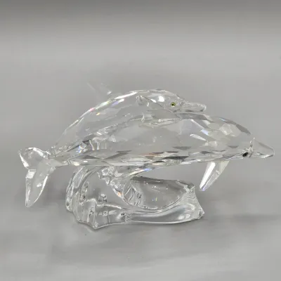LOT 132: Retired Swarovski SCS 1990 Annual Edition "Lead Me" Dolphins Figurine Designed by Michael Stamey