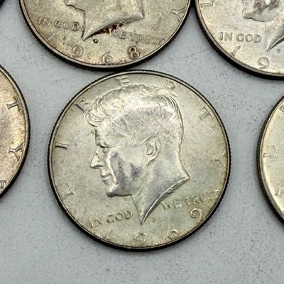 LOT 171: Kennedy Half Dollar Coins (11) - 1968 - 1969 - 40% Silver