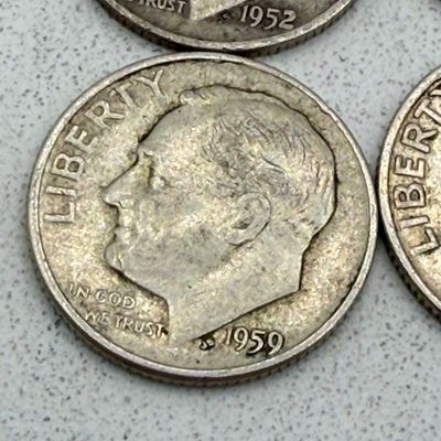 LOT 179: US Roosevelt Dimes ( 12 Coins) - 1950s, 60s - 90% Silver