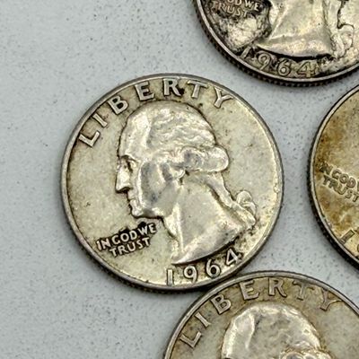 LOT 178: 1964 US Quarters ( 10 Coins) - 90 % Silver
