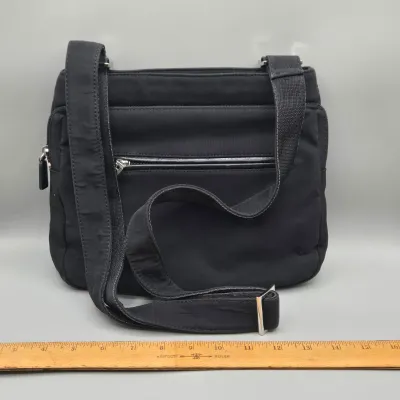 LOT 145: Black Nylon Crossbody Shoulder Bag with an Adjustable Strap by Hobo International