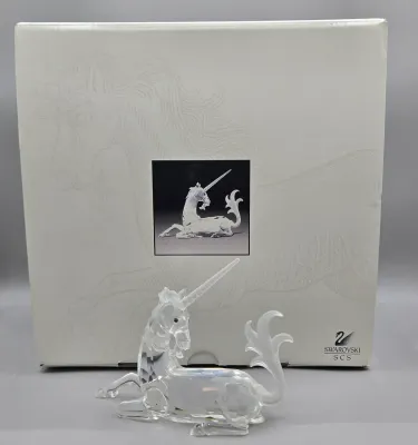 LOT 129: Retired Swarovski Austrian Crystal Unicorn Figurine w/ Box