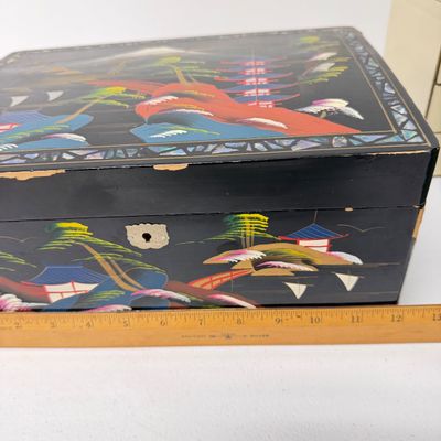 LOT 164: Vintage Jewelry Boxes with Costume Jewelry Collection Plus Craft / Repair Items