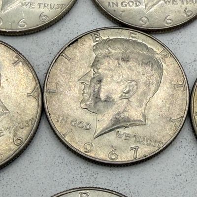 LOT 175: Kennedy Half Dollar Coins (12) 1966, 1967 - 40% Silver