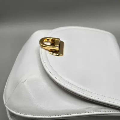 LOT 154: Frenchy of California White Leather Vintage Saddle Crossbody Bag