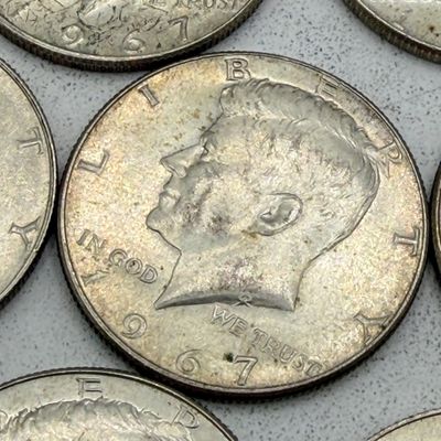 LOT 177: Kennedy Half Dollar Coins (10) 1967 - 40% Silver
