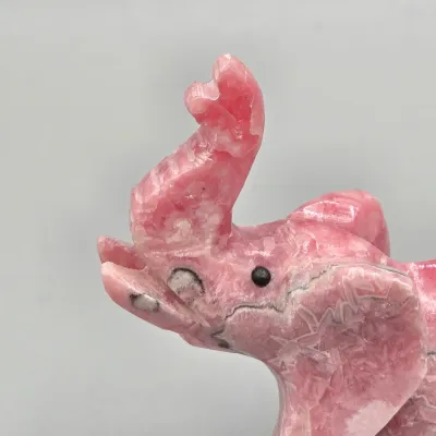 LOT 134: Hand-carved Miniature Elephant Figurine Made of Pink Rhodonite Crystal