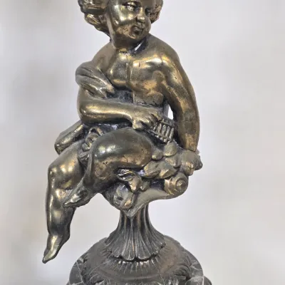 LOT 69: Pair of Vintage Victorian-style Figural Banquet and Parlor Table Lamps/ 30" Tall