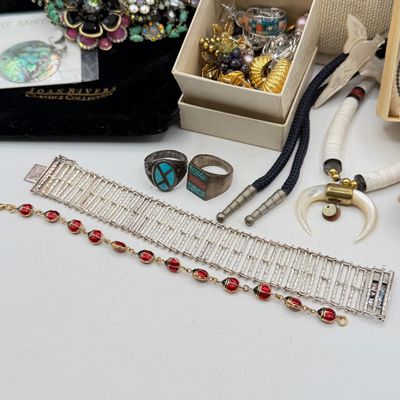 LOT 88: Costume Jewelry Collection - Camrose & Kross Jackie Kennedy Faux Pearls, Joan Rivers Statement Necklace and More