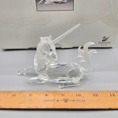 LOT 129: Retired Swarovski Austrian Crystal Unicorn Figurine w/ Box