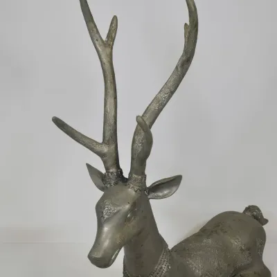 LOT 67: 1970s Hollywood Regency Style Metal Deer, Featuring Intricate Etched Detailing/ 20" Tall