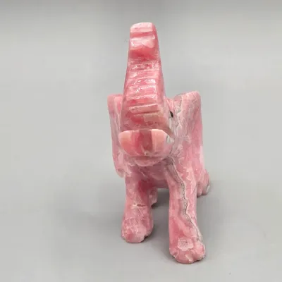 LOT 134: Hand-carved Miniature Elephant Figurine Made of Pink Rhodonite Crystal