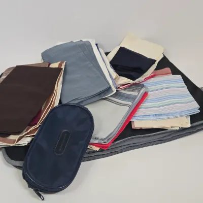 LOT 63: Seyfocnia Leather Laptop Briefcase, AUVON Seat Cushion, Collection of Men's Handkerchiefs, and More