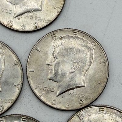 LOT 171: Kennedy Half Dollar Coins (11) - 1968 - 1969 - 40% Silver