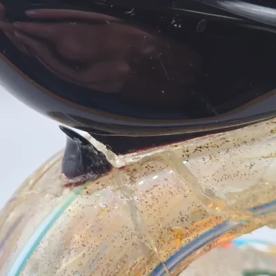 LOT 136: Damaged/Repaired Murano-style Fish and Murano Bird Figurines