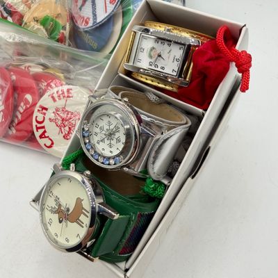LOT 87: Collection of Holiday Pins, Earrings and More