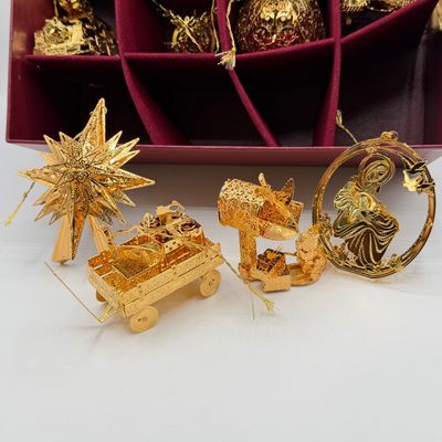LOT 99: Danbury Mint Gold Christmas Ornament Collection - 12 Ornaments