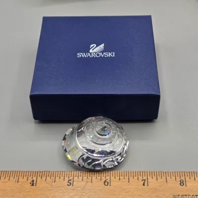 LOT 122: SWAROVSKI Crystal Snail Shell Wonder of The Sea, Scalloped Shell, Swan, and Frog Prince Figurines/ All in Original Boxes