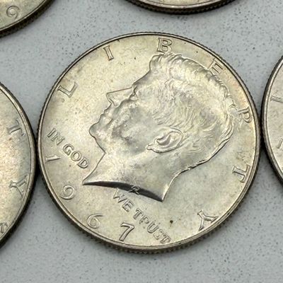 LOT 175: Kennedy Half Dollar Coins (12) 1966, 1967 - 40% Silver