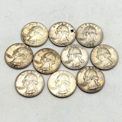 LOT 174: US Quarters - 1964 (10 coins) - 90 % Silver