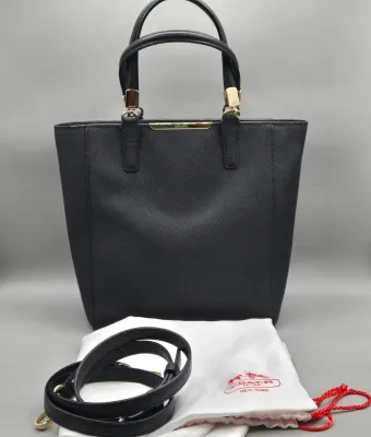 LOT 150: Black Coach Madison Saffiano Leather Mini Tote Bag