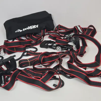 LOT 61: Set of Husky Ratchet Tie-down Straps with a 500 lb. Working Load Limit