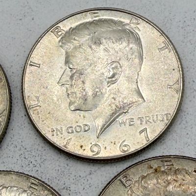 LOT 177: Kennedy Half Dollar Coins (10) 1967 - 40% Silver