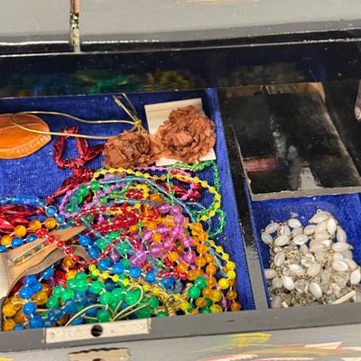 LOT 164: Vintage Jewelry Boxes with Costume Jewelry Collection Plus Craft / Repair Items